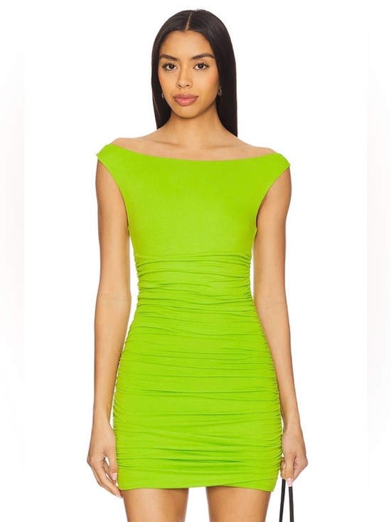 AFRM Dresses & Skirts - AFRM Neon Green Ruched Bodycon Summer Mini Dress Size S NWOT